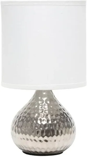 Simple Designs Hammered Silver Drip Mini Table Lamp