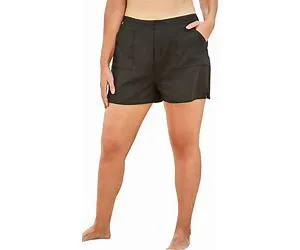 Plus Size Women's Cargo Swim Short With Built-In Brief By Swim 365 in Black (Size 22) Swimsuit Bottoms
