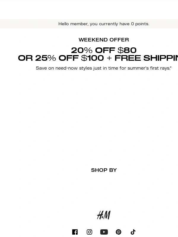 H&M - Up to 25% off weekend orders