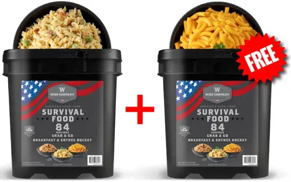 Buy One, Get One Free 84 Serving Breakfast and Entree Bucket