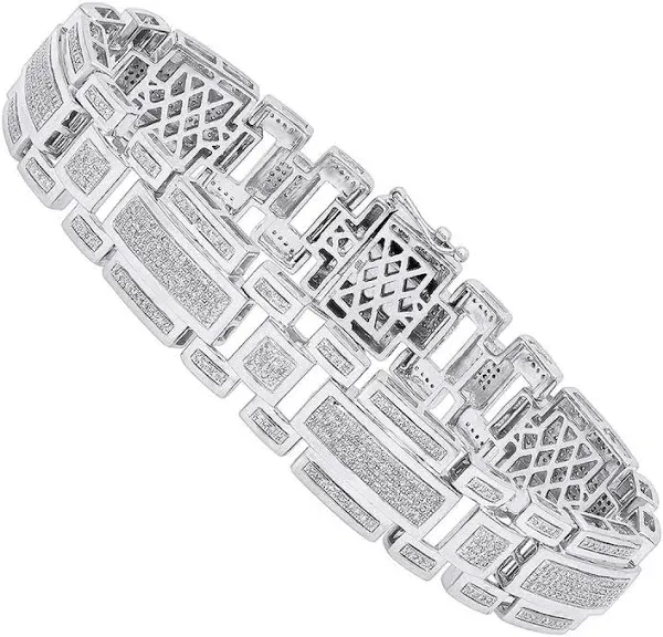 ItsHot Sterling Silver Men's Diamond Bracelet 2.19ct