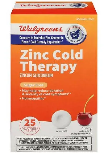 Walgreens Zinc Cold Therapy Quick Dissolving Tablets Cherry 25 ct