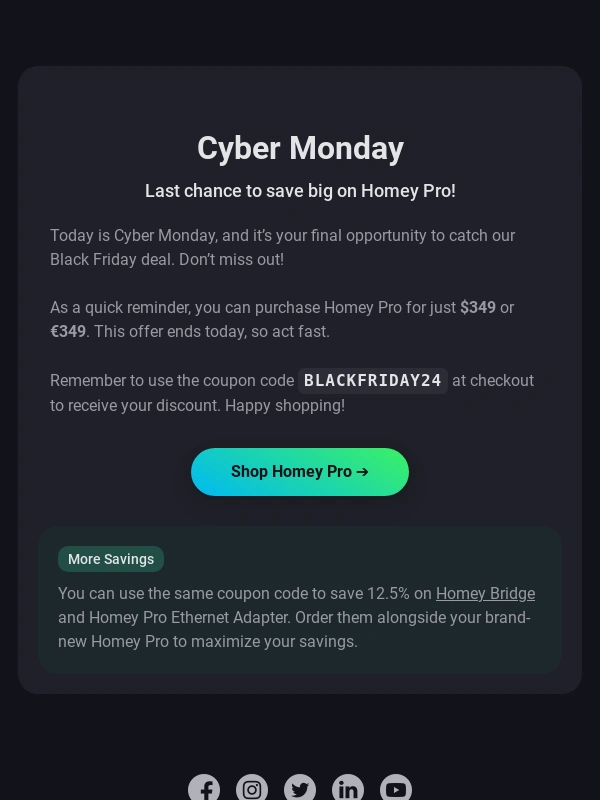 Homey - ?️ Cyber Monday • Last chance to save big on Homey Pro