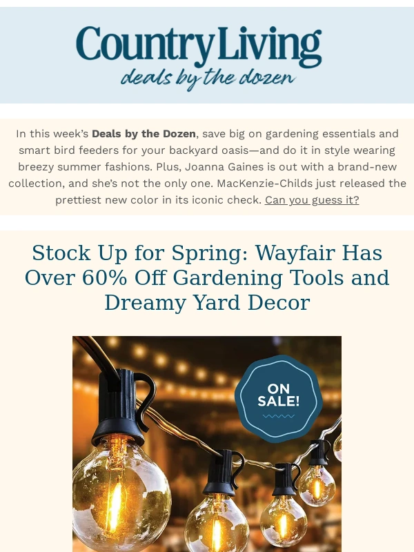 Country Living - Huge Sales Alert: Gardening,Backyard,and Kindle Deals Inside!