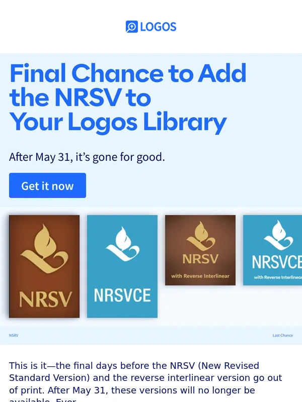 Logos - ⏳Final days to get the NRSV