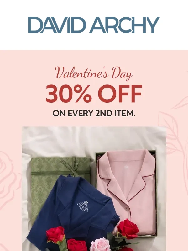 David Archy - Valentine's Day：30% off on Every 2nd Item