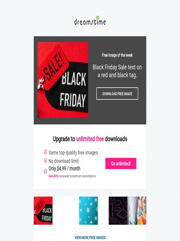 DreamsTime - Free image of the week: Black Friday Sale text on a red and black tag