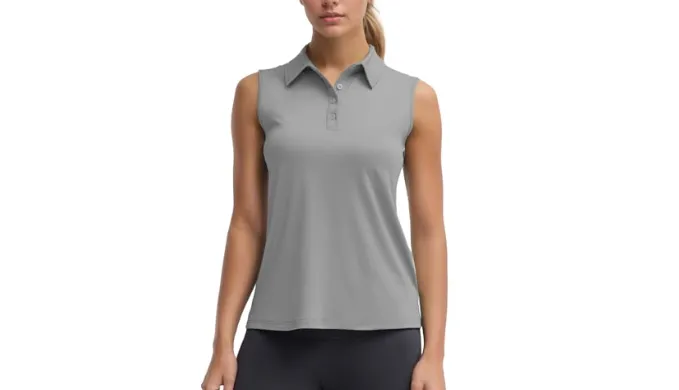 GGOV Womens Sleeveless Golf Polo Shirts UPF 50+ Quick Dry Athletic Tops Shirts Workout Tennis Shirts with Buttons Grey