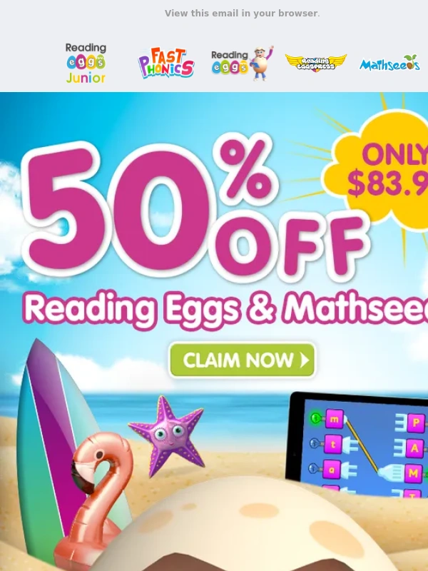 Reading Eggs - Get 50% off Reading & Math!