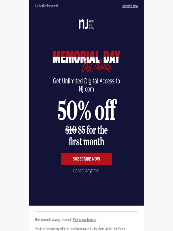 Nj - NJ.com Unlimited Digital Access — Memorial Day Sale
