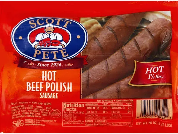 Scott Pete Beef Polish Sausage (Hot)