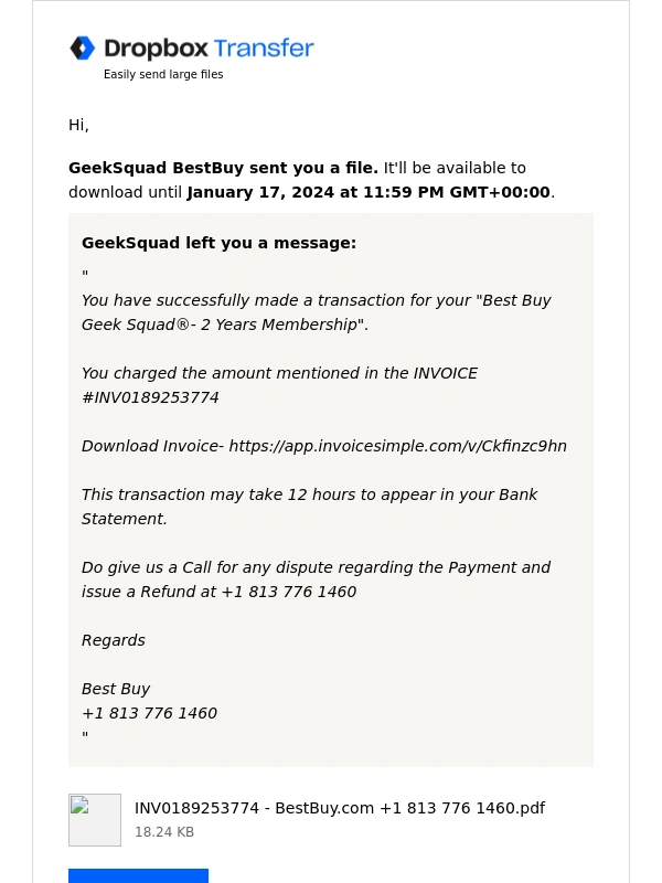 Dropbox - GeekSquad BestBuy sent you a file