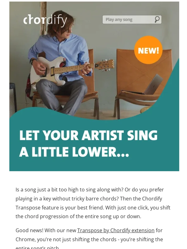 Chordify - New: Our Transpose extension also changes the audio pitch