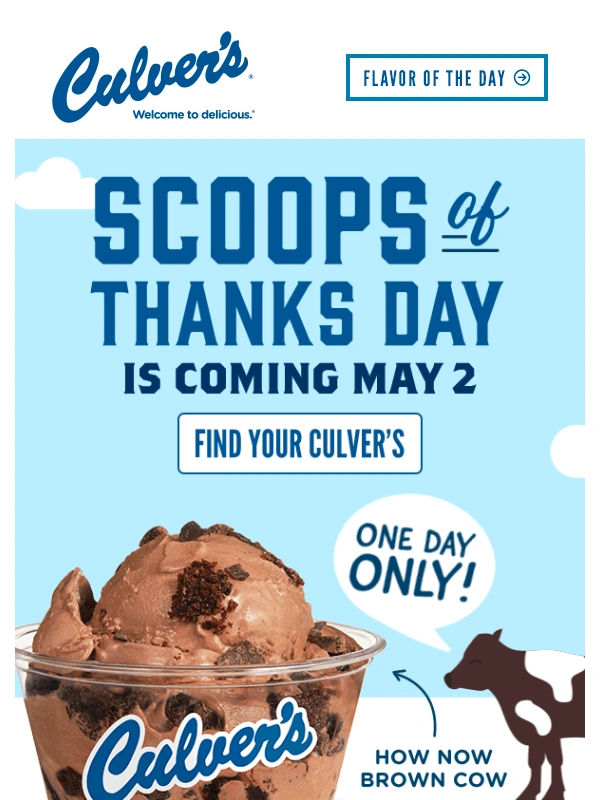 Culvers - Save the Date for Scoops of Thanks Day!