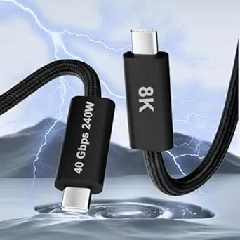 EGTPPJP USB 4 Cable Compatible with Thunderbolt 4 Cable,240W 6FT USB C to USB-C Cable Supports 40Gbps Data Transfer for 4K/8K Video Display for Thunderbolt 4/3, USBC Monitor Hub Docking Station 1.8M