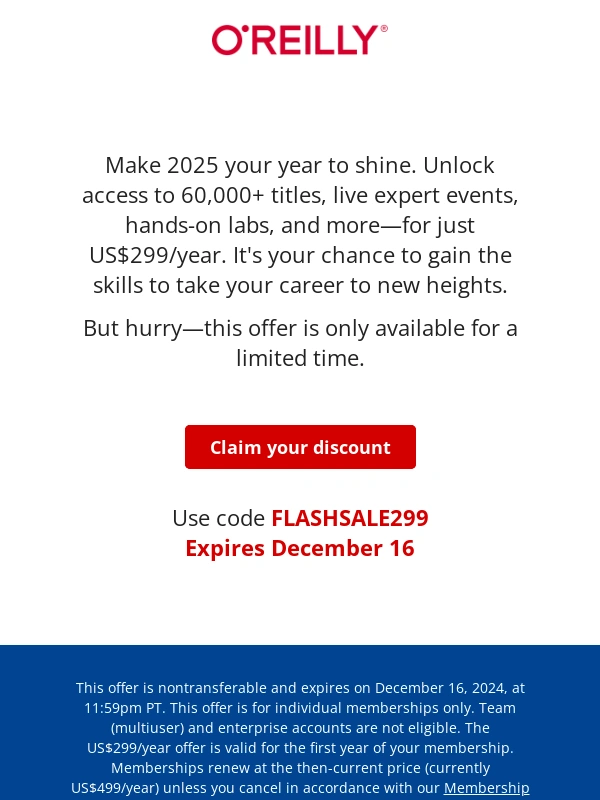 O'Reilly - Our year-end flash sale just landed