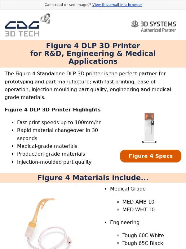 CDG - Figure 4 DLP 3D Printer for high-end Print Speed | Materials | Applications