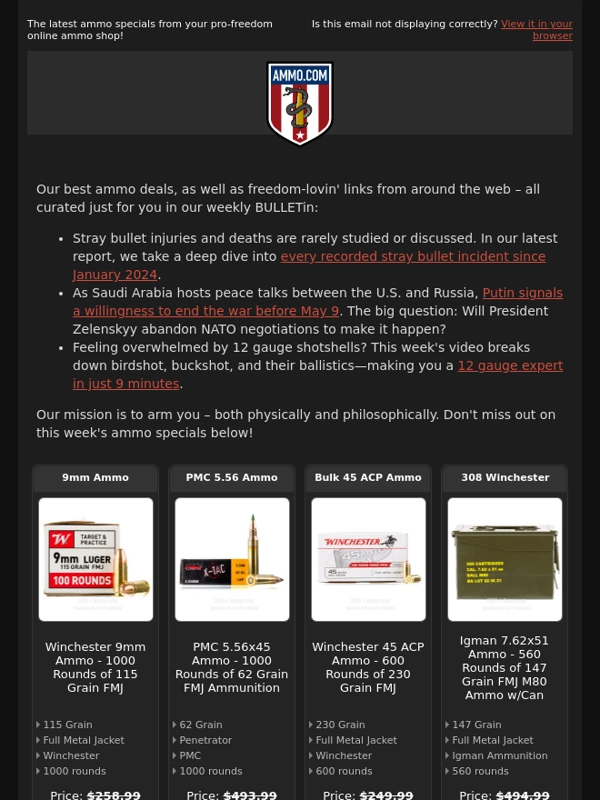 Ammo - February 21,2025 ammo deals + 2A Updates