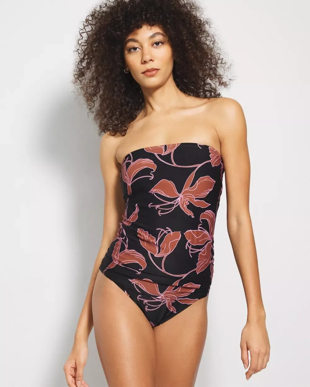 Women's Soma Swim Bandeau Tankini Top in Black size Medium - Women - Stamped Tropics M Bk Brn - Medium