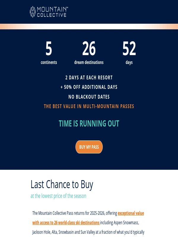 Mountain Collective - Don't Miss Out...prices go up after June 2nd