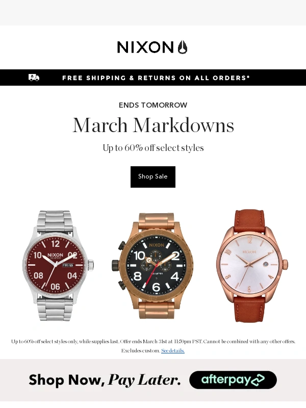 Nixon - March Markdowns Sale Ends Tomorrow ⌚