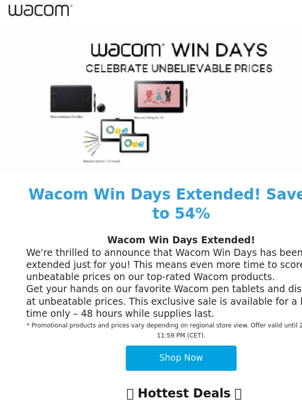 Wacom - ? Extended for YOU: Wacom Win Days with up to 54% discount ?