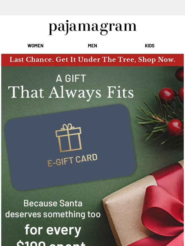 PajamaGram - E-Gift Card! Spend $100,Get $25... 
