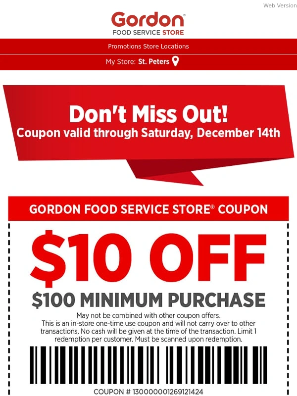 Gordon Food Service Store - ? Hurry in & Save BIG - $10 OFF coupon inside!