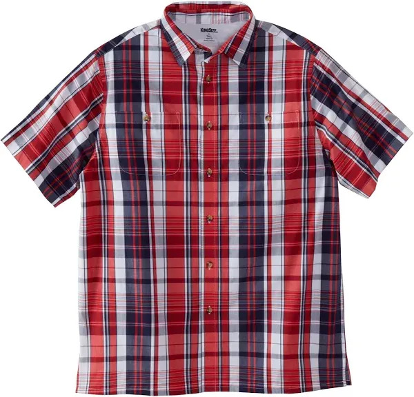 KingSize Men's Big & Tall Short-Sleeve Plaid Sport Shirt