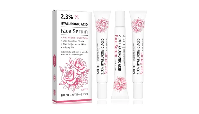 ABOTE 2.3% Hyaluronic Acid Serum for Face with 5% Rosa Rugosa Flower Water Deep Moisturizing Anti-Wrinkle (3Pack-Each 0.507 fl.oz | 15ml)