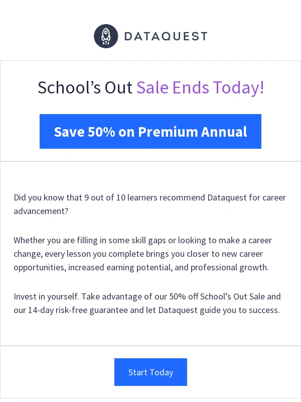DataQuest - Sale Ends Today – Invest in Yourself