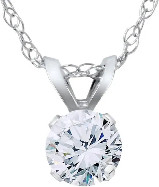 Pompeii3 1/2ct Round Diamond Solitaire Pendant in 14K White Gold