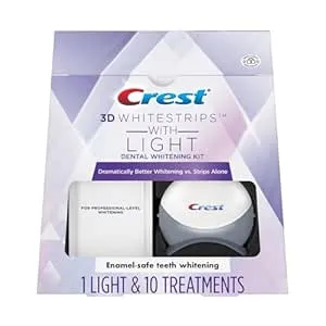 Crest 3D White Whitestrips with Light, Teeth Whitening Strips Kit, 10 Treatments, 20 Individual Strips (Packaging May Vary)
