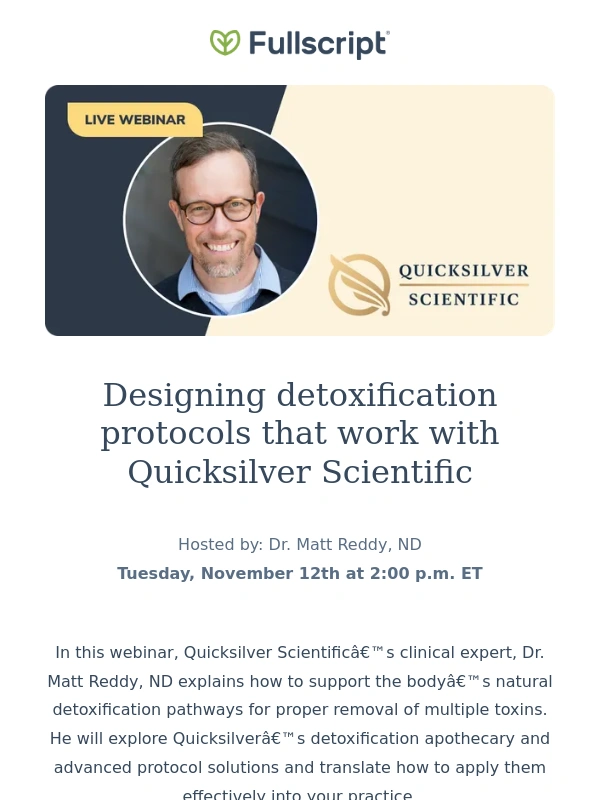 Fullscript - Upcoming live webinars you don't want to miss