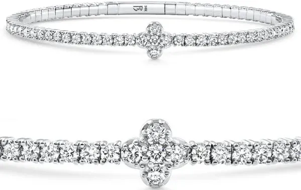Bliss Diamond 14K White Gold 3.70ct Lab Grown Diamond Flexible Tennis Bangle Bracelet
