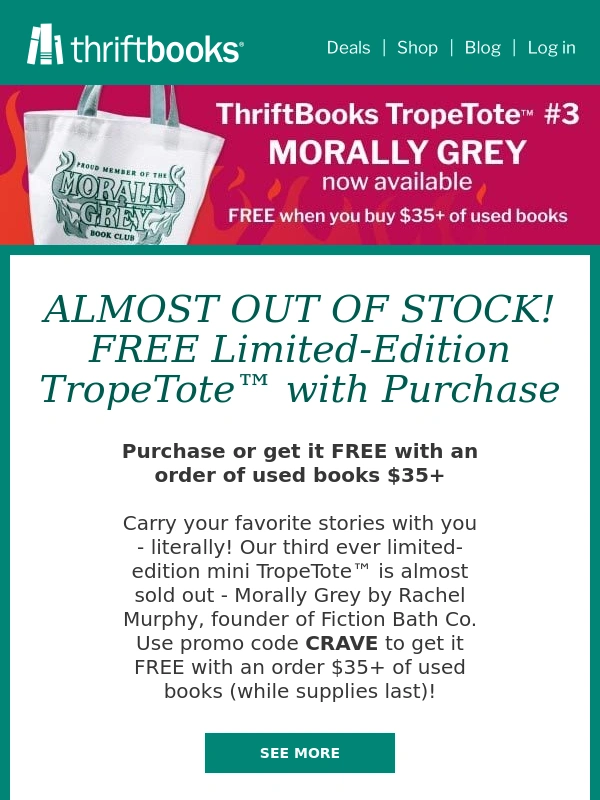 Thrift Books - LAST CALL! FREE Limited-Edition TropeTote™ with Purchase