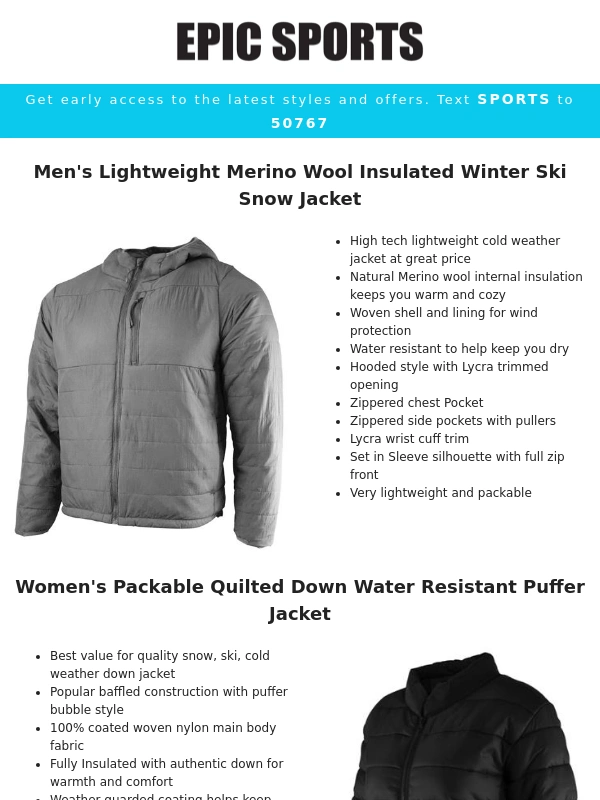Epic Sports - Epic has winter jackets to keep you warm! ?
