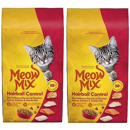 2-Pack 6.3-lbs Meow Mix Hairball Control Dry Cat Food + $5 Amazon Credit $16.73 w/ S&S + Free Shipping w/ Prime or on $35+