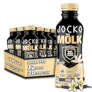 Jocko Mölk - Grass Fed Protein Shakes, 30g, Pack of 12, KETO Friendly, Vanilla