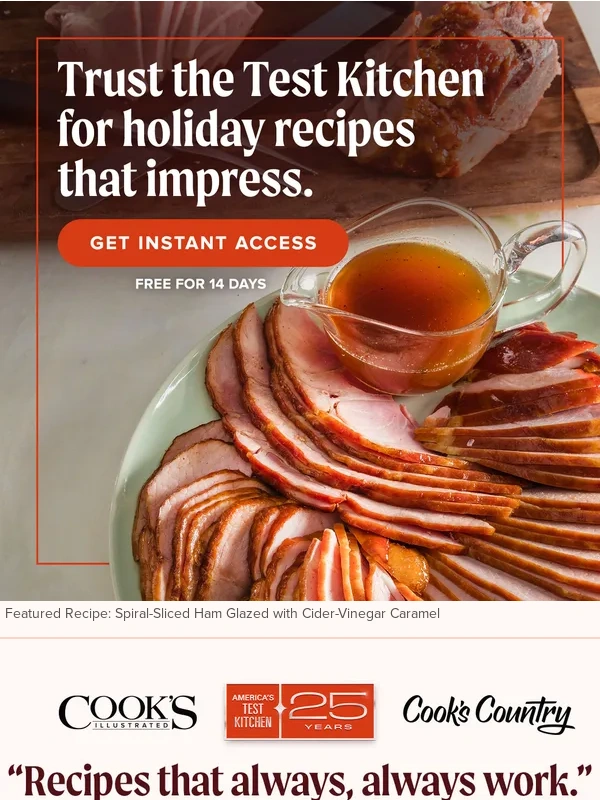 Americas Test Kitchen - Favorite Easter and Passover mains + desserts,free for 14 days!