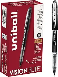 12-Count Uni-Ball Vision Elite Micro Point Rollerball Pens (0.5mm, Black)