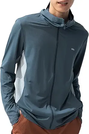 Men's UPF 50+ Sun Protection Lightweight Hoodie Jacket Long Sleeve Active Sun Shirts for Outdoor Hiking Workout