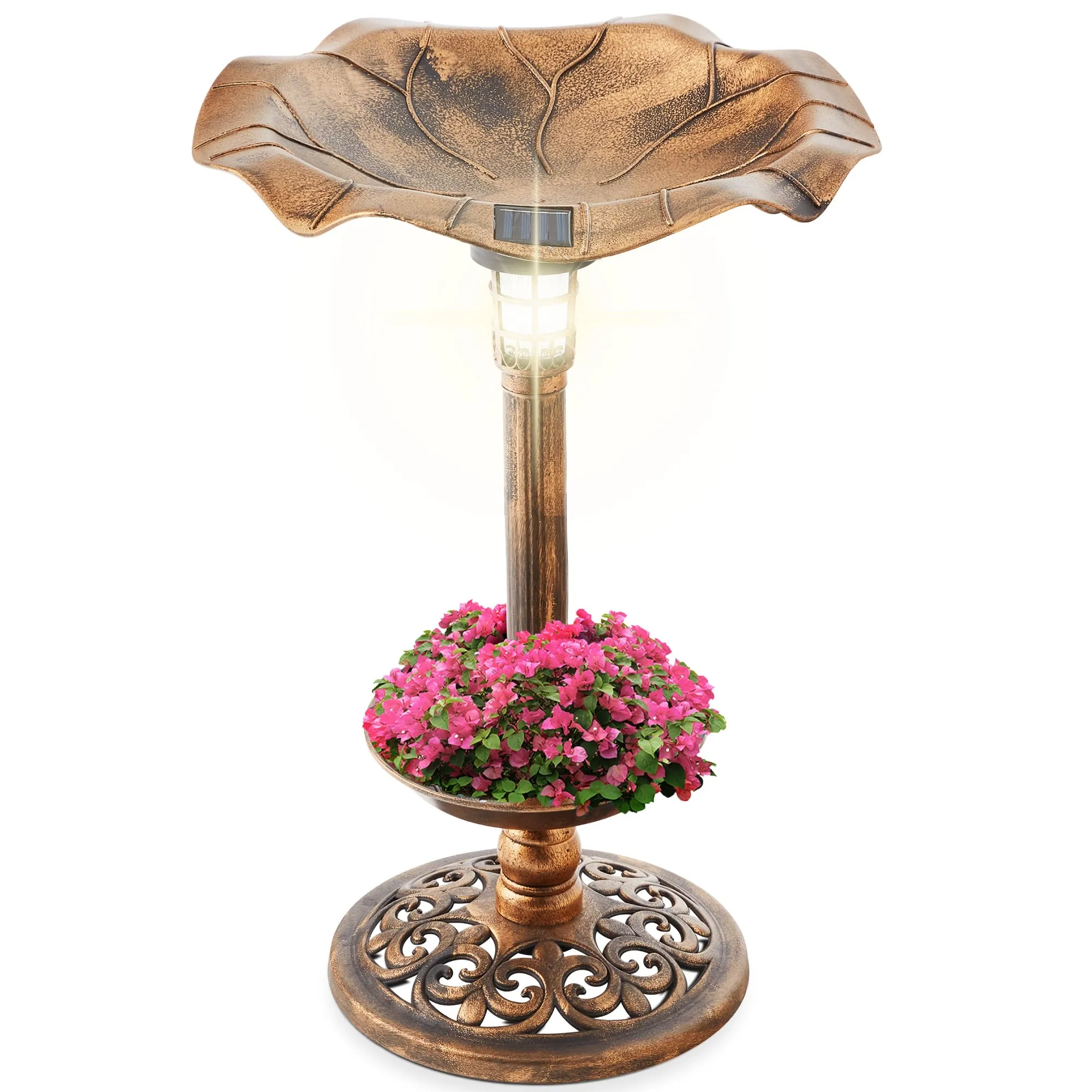 Solar Lighted Birdbath