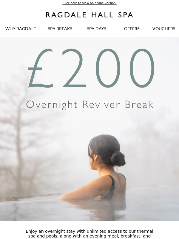 Ragdale Hall - £200 Overnight Reviver Break