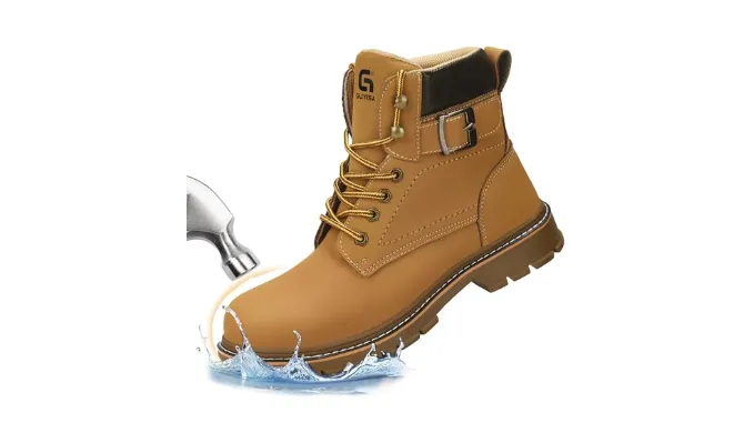 AUVYI Waterproof Steel Toe Work Boots for Men Safety Non Slip Stylish Boots Industrial & Construction Boots