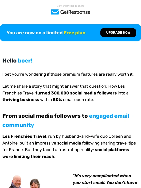 GetResponse - ? From 300K followers to paying customers: Les Frenchies' story