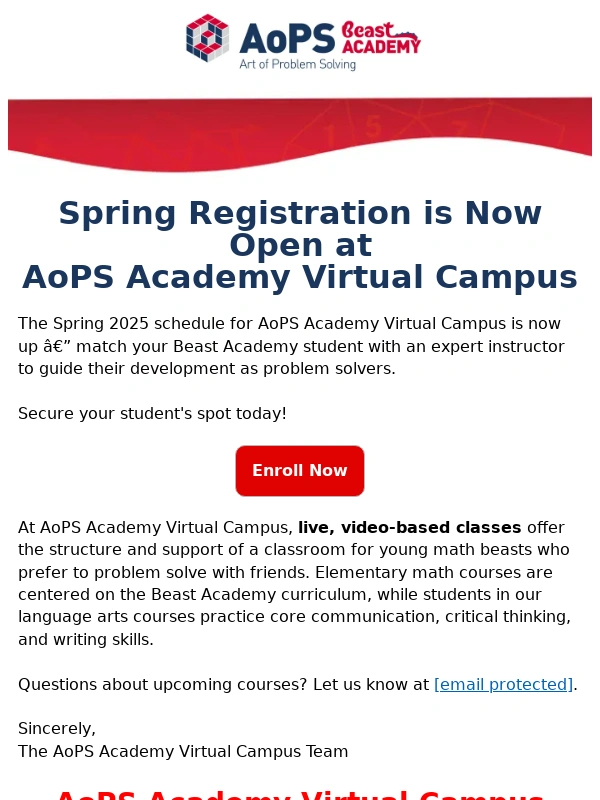 Beast Academy - 2025 sections are now open for enrollment at AoPS Academy Virtual Campus