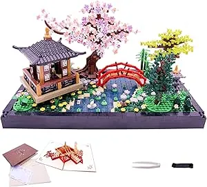 Alizdd Micro Building Blocks SetsChinese Zen Garden Architecture and Cherry Blossom Bonsai Tree Building Toys for AdultsJapanese Sakura House ModelCreative Mini Bricks Gift for Kids 14+2280 PCS