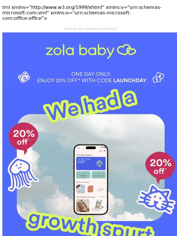 Zola - ONE DAY ONLY: 20% off Zola Baby!