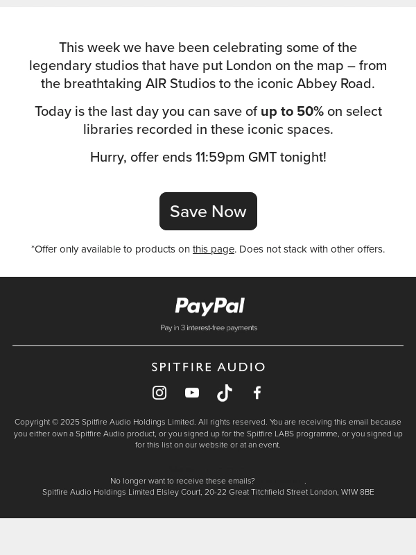 Spitfire Audio - London's Calling ends today!